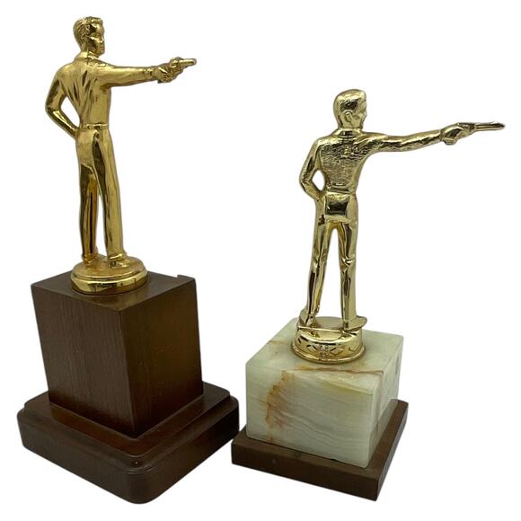Vintage 1960s 70s WA KE DE Pistol Shooting Trophies Shooting Awards Lot of 2 - Picture 7 of 9